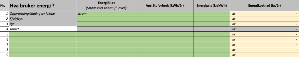 Skjermdump frå elkartleggingsskjema